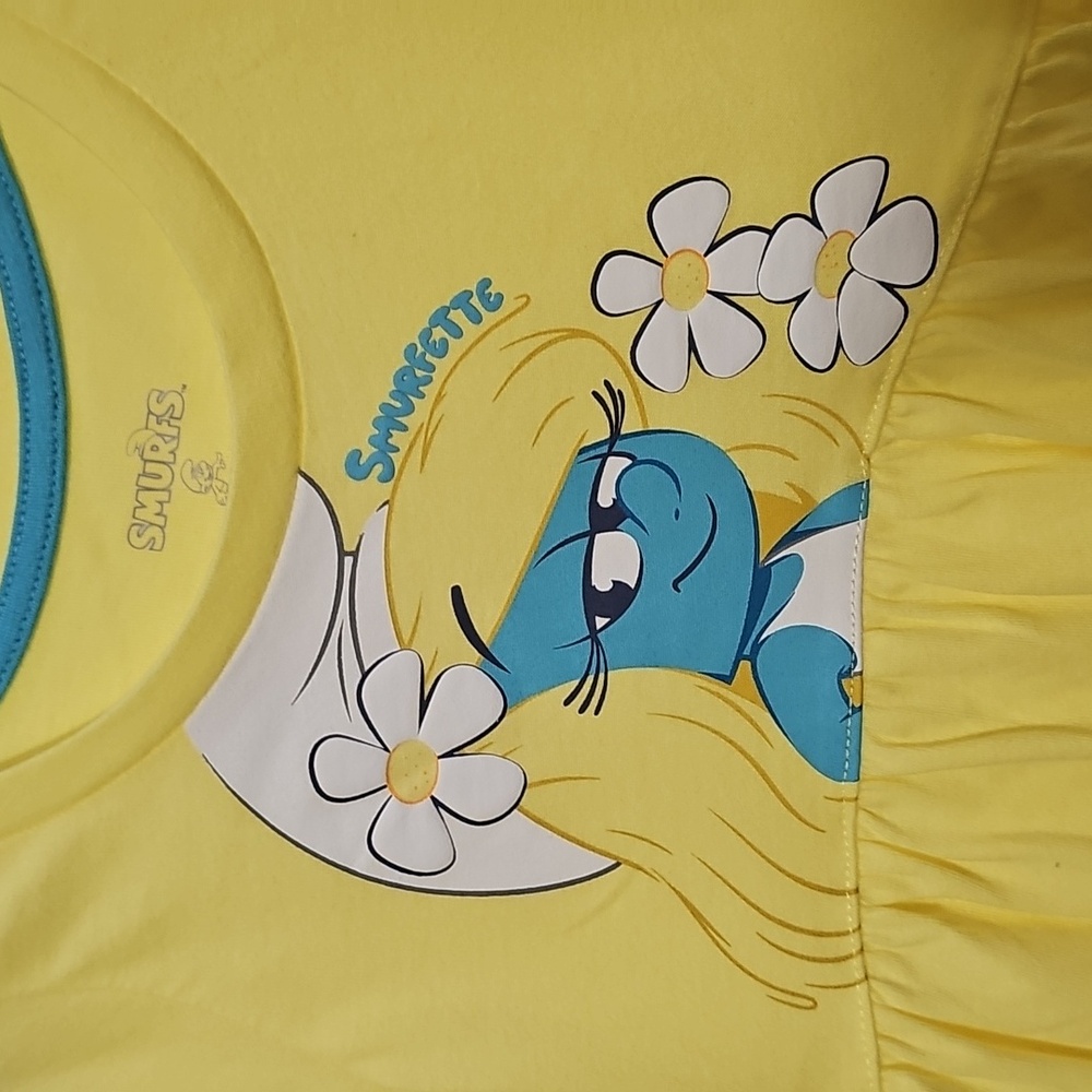 Nwt Kids Yellow Smurfs Graphic Dress - Picture 3 of 4